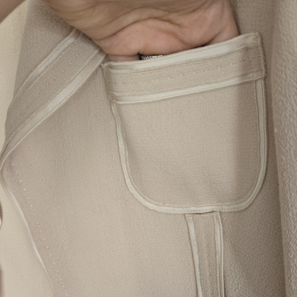 St. John Couture• Vintage Wool Elegant Cream Women's Blazer & Dress Set. Sz 4/6 - Picture 13 of 16